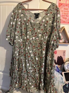 Olive Green Halloween Print Casual Dress